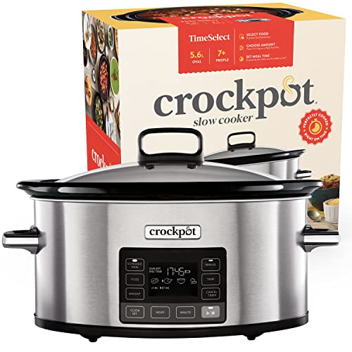 Crock-Pot Pentola Cottura Lenta,Slow Cooker,Spegnimento Automatico,5.6 Lt,Fino 6-8 Persone,Funzione Timeselect Per Programmare Orario Fine Cottura, Fu
