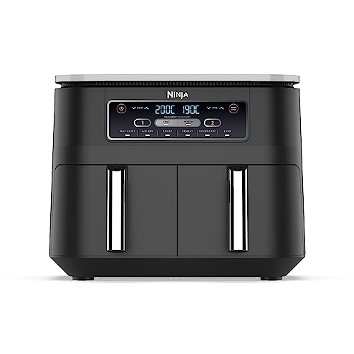 Ninja Foodi Dual Zone Friggitrice Ad Aria, 7.6L, 6 In 1, 2 Cassetti, Antiaderente, Massima Croccantezza, Frigge Senza Olio, Arrostisce, Cucina, Riscal