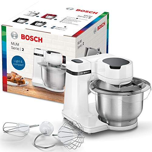 Bosch Elettrodomestici Mums2Ew00 - Robot Da Cucina Mum Serie 2, 700 W, Ciotola In Acciaio Inox Da 3,8 L, 4 Livelli Di Lavoro, Livelli, Set Per Pasticc