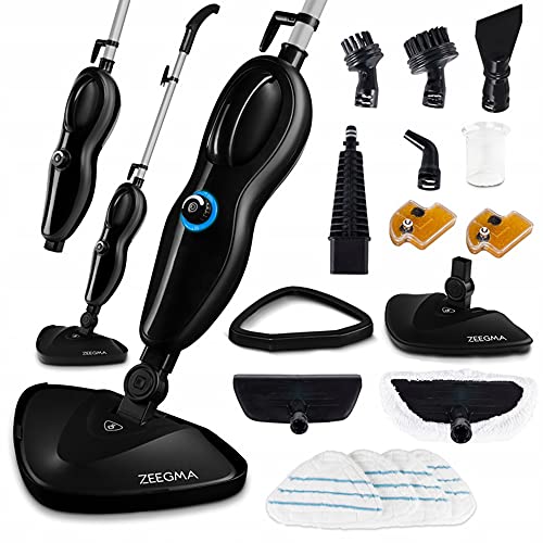 Zeegma Puur 2 In 1 Scopa A Vapore E Idropulitrice Pulitore A Vapore, 7 Accessori Per La Pulizia, Capacità Serbatoio 370Ml, Cavo 5M, 1500W Di Potenza,