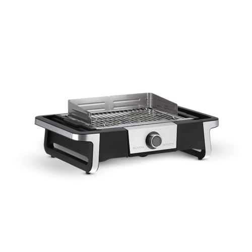 Severin Senoa Digitalboost Pg 8114 - Barbecue Elettrico Per Interni Ed Esterni, Con Avvio Rapido Fino A 500 °C, Con Superficie Safetouch, Acciaio Inox