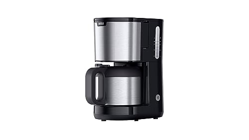 Braun Purshine Kf1505 Bk - Macchina Da Caffè Con Filtro, 1,2 L, In Acciaio Inox, Per Fino A 10 Tazze, Sistema Optibrew, Funzione Antigoccia, Filtro Gi