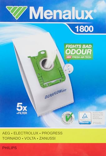Menalux 1800 Sacchetti Per Traini Aeg (S Bag) (5 Pzz + 1 Filtro Motore), Microfibra