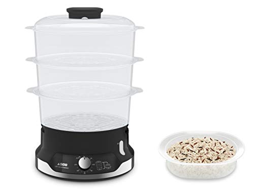 Tefal Vc2048 Vaporiera Ultracompact, Sistema Impilabile Ultracompatto, Cucina Salutare, Recipienti Privi Di Bpa, Timer Da 60 Minuti, Riempimento Duran