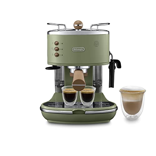 De'Longhi Icona Vintage Ecov311.Gr Macchina Da Espresso Manuale E Cappuccino, Per Caffè In Polvere E Cialde E.S.E., Spegnimento Automatico, Caldaia Ac