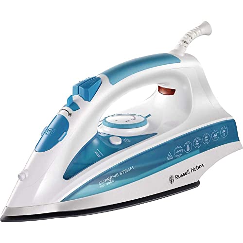 Russell Hobbs Ferro Da Stiro, A Vapore, Colpo Vapore 210 G/Min, Vapore Verticale Per Tende, Piastra In Ceramica Autopulente, 2600W, Supreme Steam Pro