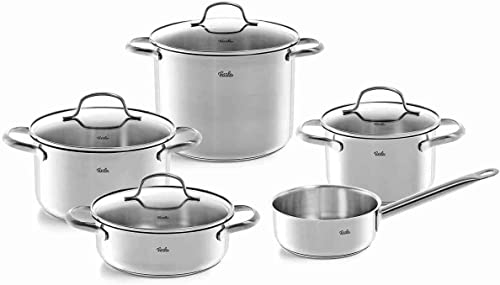 Fissler San Francisco Set Di Pentole In Acciaio Inox, 5 Pezzi, Con Coperchio In Vetro, Per Cottura A Induzione E Tutti I Tipi Di Fornelli, 3 Pentole,