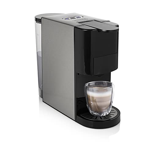 Princess Caffettiera Multicapsule 5 In 1 Macchina Da Caffè, 1450 W, 0.8 Litri, Acciaio Inox, Argento, Nero