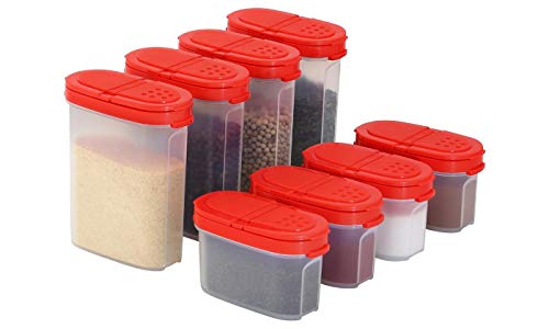 Signora Ware - Set Contenitori Alimentari Vuoti In Plastica Trasparente Ermetici Con Coperchio Per Alimenti, Spezie, Caffè, Cereali, Farina, Liquidi.