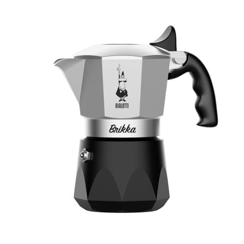 Bialetti Caffettiera New Brikka 2023, 2 Tazze, Espresso Cremoso Come Al Bar, Non Adatta A Piano Induzione, Manico Antiscottatura, Design Elegante, All