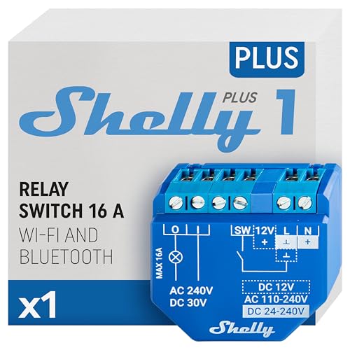 Shelly Plus 1, Relè Interruttore Intelligente, Wi-Fi & Bluetooth, Contatti A Potenziale Zero, Compatibile Con Alexa & Google Home, App Ios Android, Ne