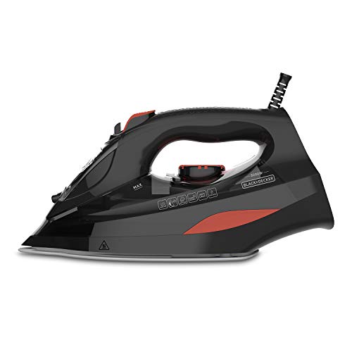 Black+Decker Bxir300E Ferro Da Stiro A Vapore 3000W, Getto Di Vapore 200 G/Min, Vapore Continuo 45 G/Min, Nero Rosso
