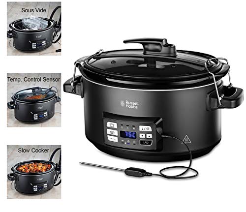 Russell Hobbs Slow Cooker - 3 In 1 Pentola Per Cottura Lenta E Sottovuoto, Sous Vide, Con Sonda Per Arrosto, 6 Porzioni, 350 W, Pentola In Ceramica In
