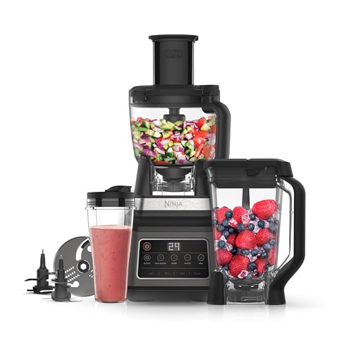 Ninja Robot Da Cucina E Frullatore 3 In 1, 1200W, Ciotola 1,8L, Caraffa 2,1L, Tazza 700Ml, 5 Programmi Auto-Iq, Per Frullare, Tagliare, Miscele, Purè,