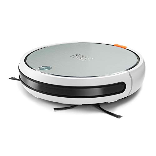 Black+Decker Bxrv500E Robot Aspirateur Sans Sac Noir, Acier Inoxydable, Blanc