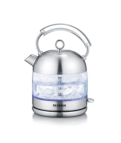 Severin Bollitore In Vetro Retrò, 2.400 W, 1.7 L, Combinazione Di Vetro E Acciaio Inox, Wk 3459