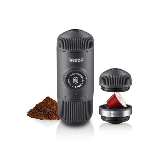 Wacaco Nanopresso Con Ns Adapter, Macchina Per Caffè Espresso Portatile, Compatibili Con Capsule Ns E Caffè Macinato, Set Macchina Da Caffè Da Viaggio