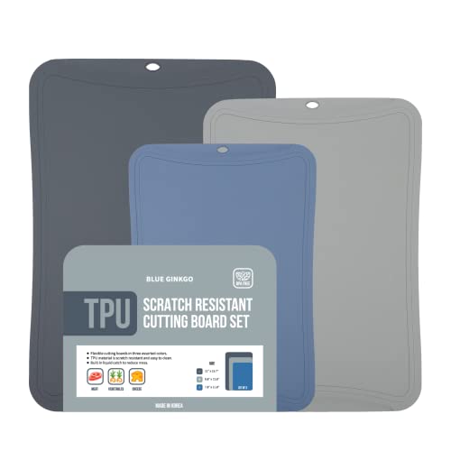 Blue Ginkgo Taglieri In Tpu (Set Da 3 Pezzi) Taglieri Sottili E Flessibili Resistenti Ai Graffi Per La Cucina, Tappetino Da Taglio Per La Cucina Senza