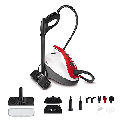 Polti Vaporetto Smart 30_R, Pulitore A Vapore, 3 Bar, Tappo Di Sicurezza, Vano Porta Accessori Integrato, Rosso E Bianco