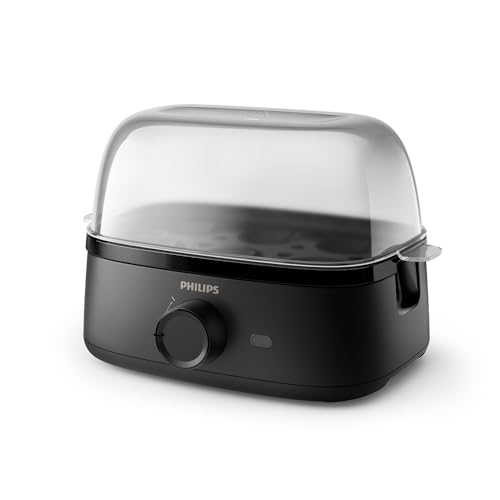 Philips Cuociuova Serie 3000, Fino A 6 Uova (Morbide, Medie, Sode, In Camicia), Facile Da Pulire, Vassoio Per Uova In Camicia E Accessorio Per Perfora