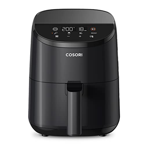 Cosori Friggitrice Ad Aria 2 Litri Con 30 Ricette Online, Air Fryer Risparmio Energetico, 97% Meno Olio Con 4 Funzioni, 1 Porzione, 75℃-205℃, Lavabile