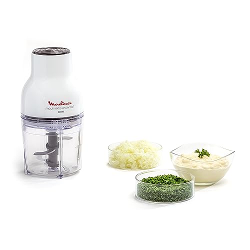 Moulinex Dj5201 Moulinette Essential, 4 Lame Affilate, Trita, Mescola E Sminuzza, Tritatutto, Capacità Recipiente 400 Ml, 300 W, Bianco