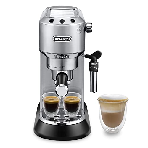 De'Longhi Dedica Ec685.M Macchina Da Caffè Espresso Manuale E Cappuccino, Caffè Polvere O Cialde E.S.E., Spegnimento Automatico, Serbatoio Estraibile