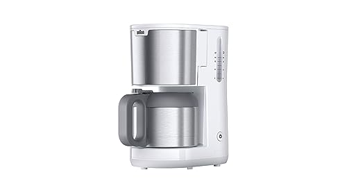 Braun Purshine Kf1505 Wh - Macchina Da Caffè Con Filtro, 1,2 L, In Acciaio Inox, Per Fino A 9 Tazze, Sistema Optibrew, Funzione Antigoccia, Filtro Gir