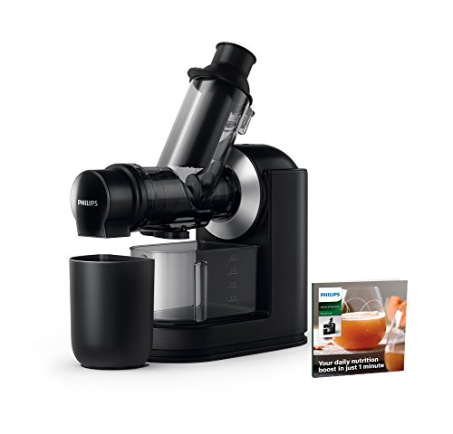 Philips Hr1889/70 Estrattore Di Succo Viva Collection Nero Con Lock Cromato, Apertura D'Inserimento Xl Da 70 Mm, Design Compatto, Tecnologia Gentle Sq
