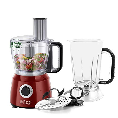 Russell Hobbs Robot Da Cucina, Ciotola 2.5 L, Gancio Impastatrice Incluso, Frullatore Elettrico (+Bicchiere 1.5 L), Accessorio Per Emulsioni, 600 W, 1