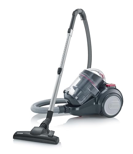 Severin Aspirapolvere Ciclonico Senza Sacco, Potenza Di Aspirazione Costante, Potenza 800 Watt E Raggio D'Azione Di 9 M, 2,1 L, Nero-Rosso, Cy 7089