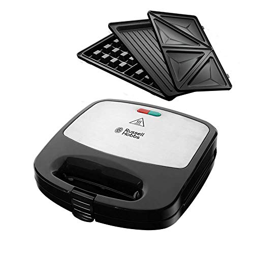Russell Hobbs Dispositivo Multifunzione 3 In 1 - Per Sandwich, Waffle, Grill A Contatto - Piastre Lavabili In Lavastoviglie, Antiaderente, Espandibile