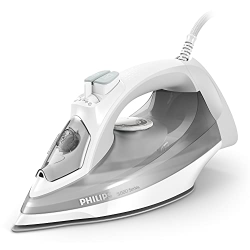 Philips 5000 Series Ferro Da Stiro A Vapore - 2400W, Vapore 40G/Min, Colpo Di Vapore 160G, Ferro Verticale, Piastra Steamglide Plus, Bianco/Grigio (Ds