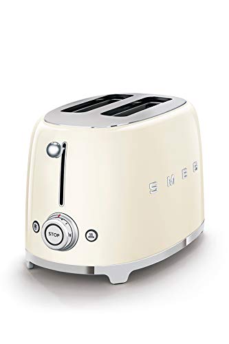 Smeg, Tostapane 2X2 Tsf01Creu, 2 Scomparti Da 36Mm, 6 Livelli Di Doratura, Funzione Riscaldamento, Scongelamento E Bagel, Espulsione Automatica Del Pa