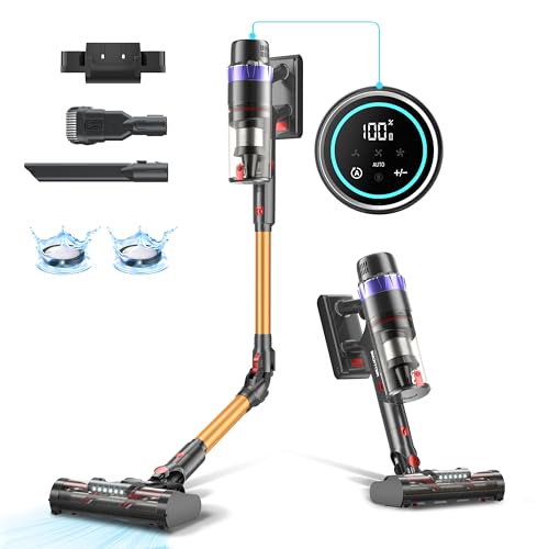 Prettycare Aspirapolvere Senza Fili, 35000Pa/530W Scopa Elettrica Senza Fili Potente Con Modo Automatico, Aspirapolvere Ricaricabile Standby 60 Min, A