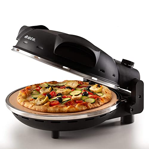 Ariete 917 Forno Pizza In 4 Minuti, 1200 W, Pietra Refrattaira Con Trattamento Antiaderente, Temperatura Fino A 400 Gradi C, 5 Livelli Di Cottura, Ner