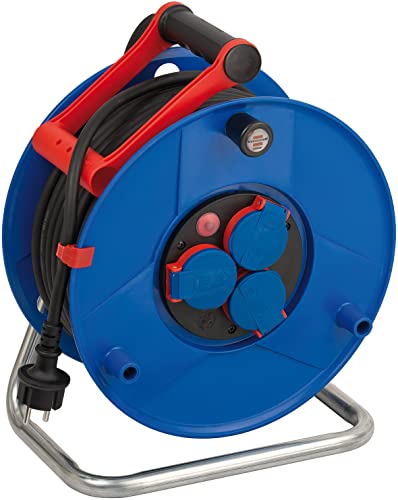 Brennenstuhl 1208380 Garant Avvolgicavo Di Cavo Industria/Cantieri Ip44, Rosso/Nero/Blu, 40 M
