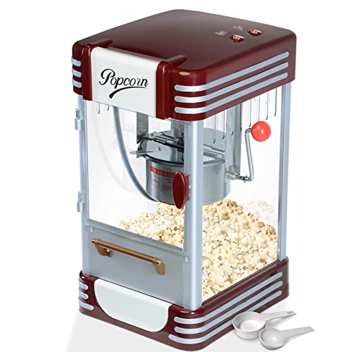 Jago® Macchina Per Popcorn - Stile Retro, 60L/H, 200G/10Min, Con Pentola In Acciaio Inossidabile - Pop Corn Maker Professionale, Popcorn Machine, Popp