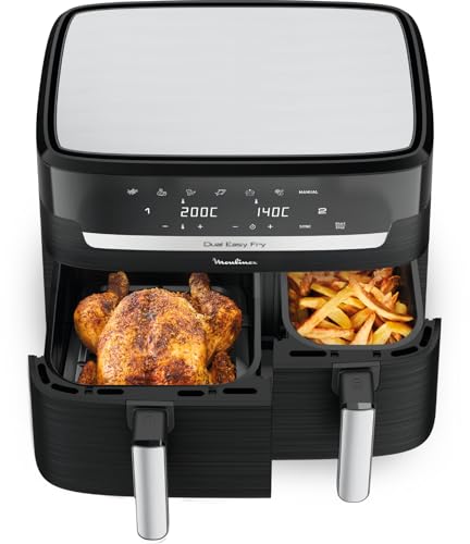 Moulinex Friggitrice Ad Aria, 8.3 Litri, Dual Easy Fry Con Doppio Cestello Xxl, Ideale Per Tutta La Famiglia, 7 Programmi Di Cottura, Tecnologia Extra