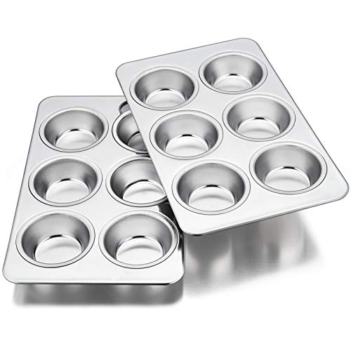 Homikit Set Di 6 Stampi Per Muffin, In Acciaio Inox, Per Muffin, Per 6 Muffin, Cupcake, Budini, 29 × 18 Cm, Di Alta Qualità E Salutare, Lavabili In La