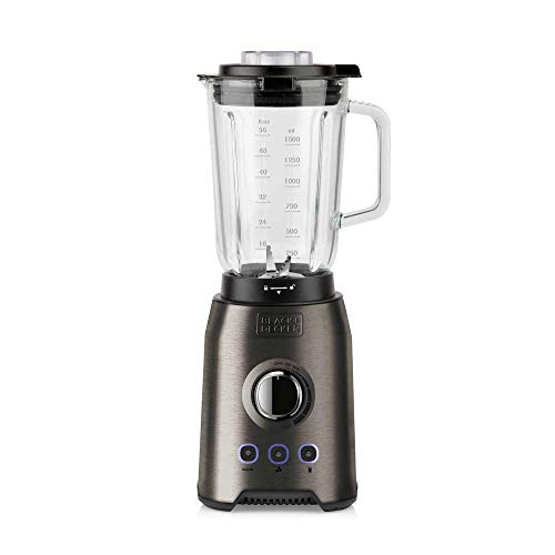 Black+Decker - Frullatore Potente Da 1200 W. Caraffa In Vetro Da 1,5 L. 3 Programmi+Velocità Regolabili. 6 Lame In Acciaio Inossidabile. Finitura Anti