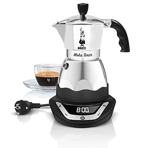 Bialetti Moka Timer, Caffettiera Elettrica Con Timer Incorporato, 3 Tazze, Nero, 25 X 22 X 20 Cm, 453.59 Grammi