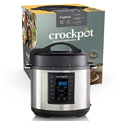 Crock-Pot Express Multicooker 5.6Lù, Programmabile, 12 Funzioni Pre-Impostate, Cottura A Pressione, A Vapore, Slow Cooker E Rosolatura, Funzione Warm