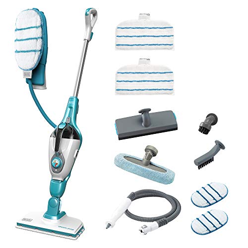 Black+Decker Scopa A Vapore Con Pulitore Manuale E Guanto Steamitt - 9 Accessori - Multifunzione 1300 W - Tempo Di Riscaldamento 15 Secondi - Serbatoi