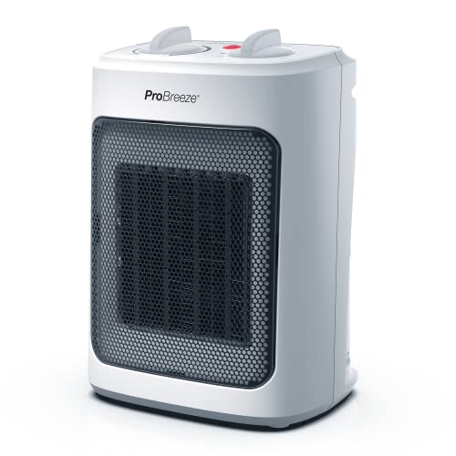 Pro Breeze Mini Termoventilatore In Ceramica 2000W - 3 Impostazioni Di Calore E Modalità Solo Ventola Con Protezione Integrata Contro Il Surriscaldame