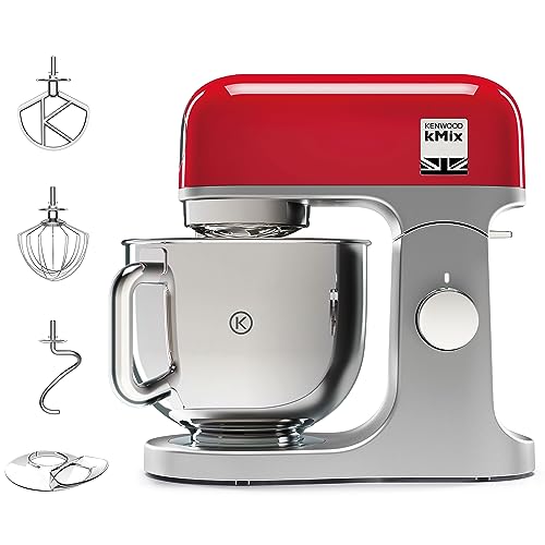 Kenwood Kmx750Rd Kmix Impastatrice Planetaria Con Ciotola Con Manico In Acciaio Da 5L, 3 Ganci Di Miscelazione, Personalizzabile Con Oltre 20 Accessor