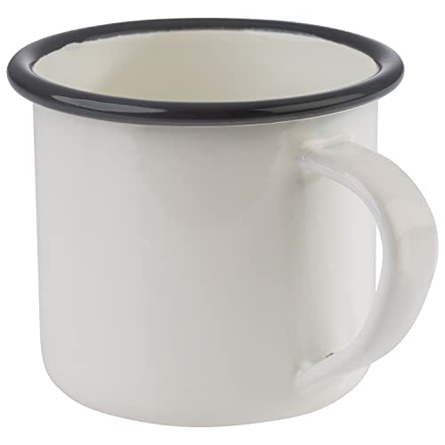 Aps Emaille - Set Di 2 Tazze Da 0,35 Litri, In Lamiera Di Acciaio Smaltata, Colore: Bianco Crema Con Bordo Grigio