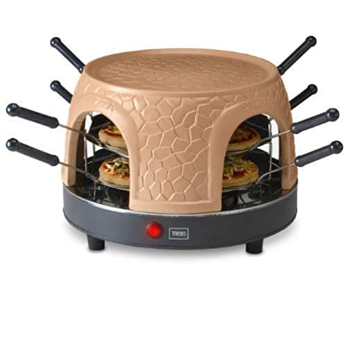 Trebs 99392 Pizzagusto - Forno Per Pizza Con Cupola In Terracotta Per 8 Persone - Cupola Per Pizza - 1000 Watt - Preparazione In Soli 5-7 Minuti - Nuo