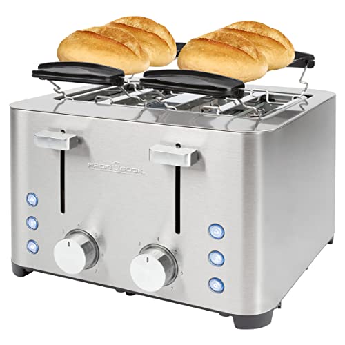 Proficook Tostapane, Tostapane A 4 Dischi, Con 2 Elementi Di Comando Separati, Funzione Di Scongelamento, Riscaldamento/Arresto Rapido, Tostapane Con