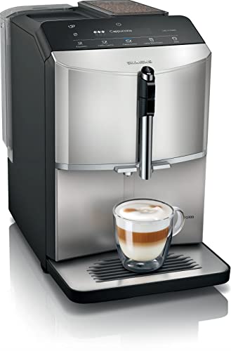 Siemens Macchina Da Caffè Eq300 Tf303E07, Per Molte Specialità Di Caffè, Montalatte, Macina In Ceramica, Funzione Onetouch, 1300 W, Acciaio Inox Argen